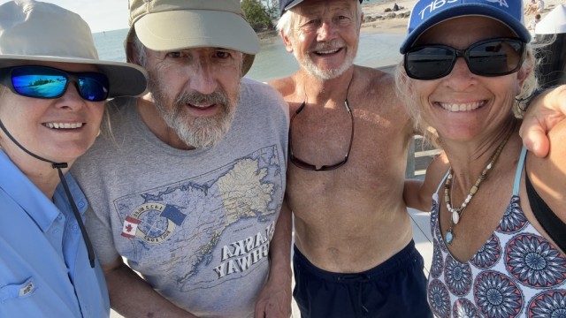 Fran and Phil visiting on the boat.